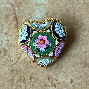 Vintage Micro Mosaic Heart Brooch